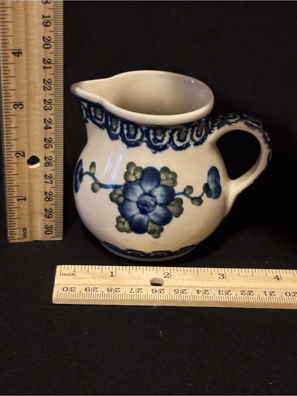 Polish Pottery Blue Poppy Small Cream Pitcher